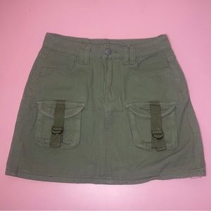 Olive Mini Skirt with Pockets